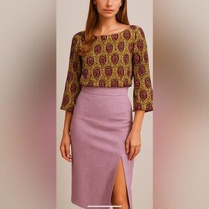 NWT Chen Burkett Pink Toni Houndstooth Skirt & Top L